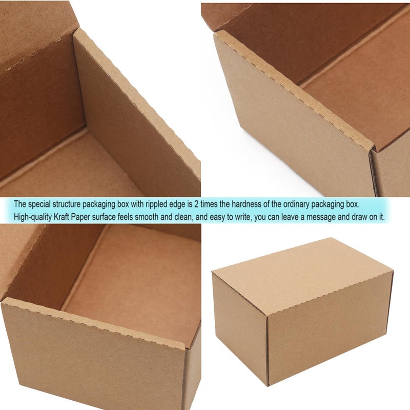 YOUNGKEE 10 Pack Small Shipping Boxes 6x4x3 ' ' Corrugated Small Cardboard Boxes for Shipping  Recyclable Packaging Boxes for Small Business  Mailer  Gift Packing  Crafts Packing  Jewelry Box Shipping  Brown - Image 3